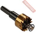 Коронка по металлу HSS TiN 22 мм цилиндрический хвостовик 8 мм ELITECH 1820.140300